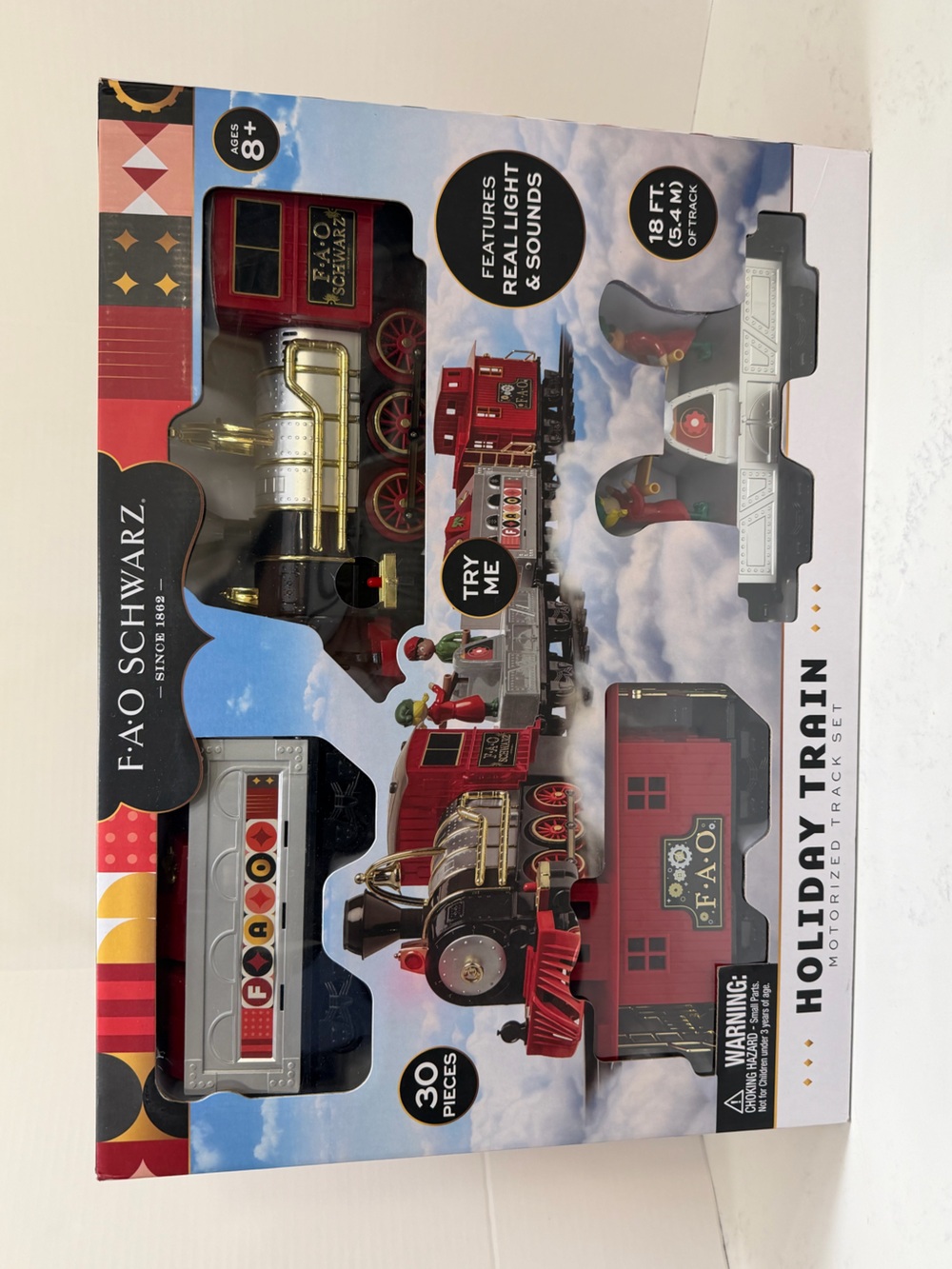 FAO Schwarz Red & Gold Holiday Train Playset
